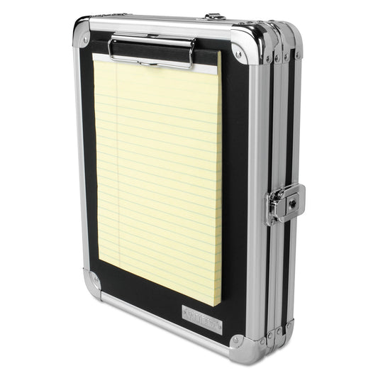 Vaultz Locking Storage Clipboard, 0.38" Clip Capacity, Holds 8.5 x 11 Sheets, Black/Chrome (VZ00151DAS)