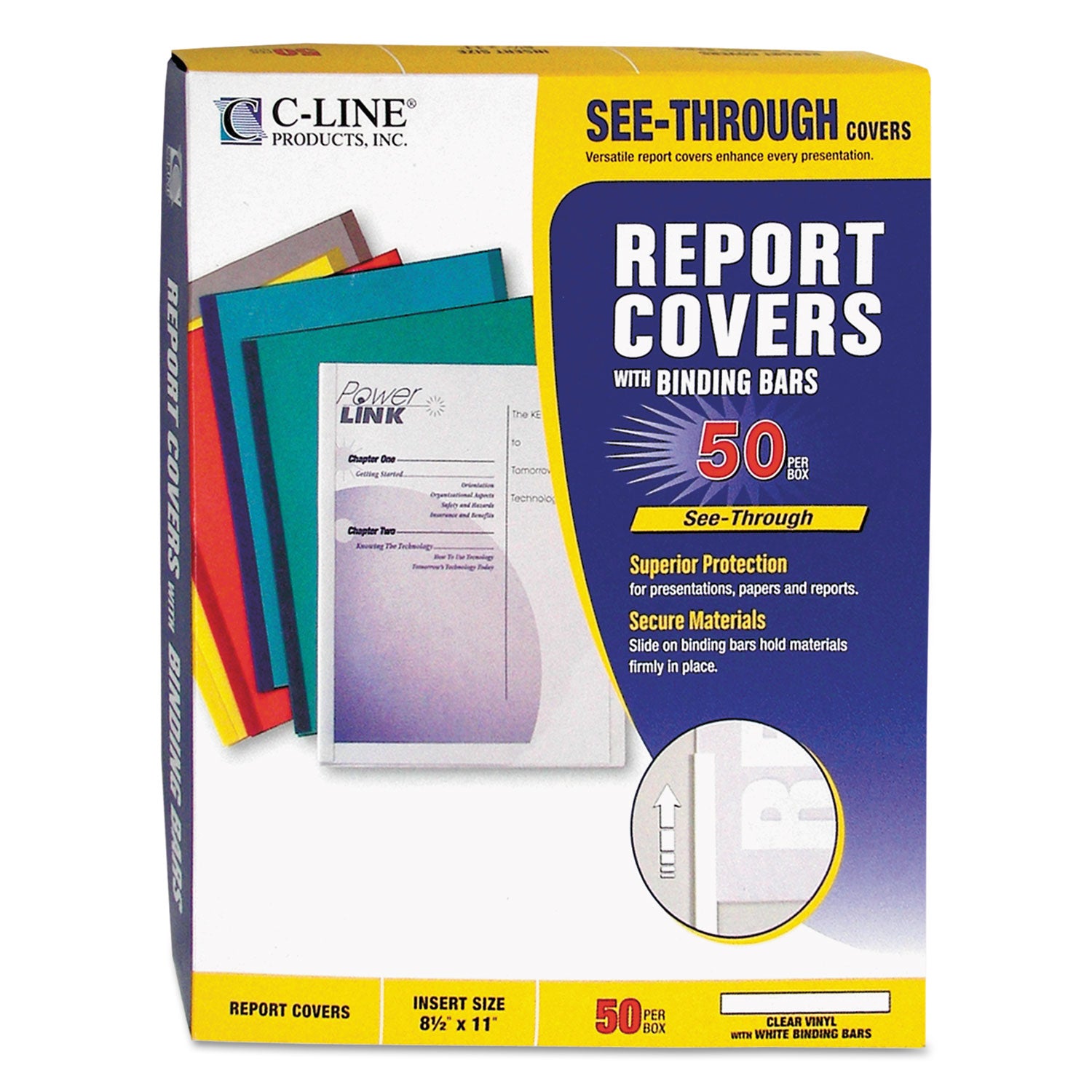 C-Line Vinyl Report Covers, 0.13" Capacity, 8.5 x 11, Clear/Clear, 50/Box (32557)