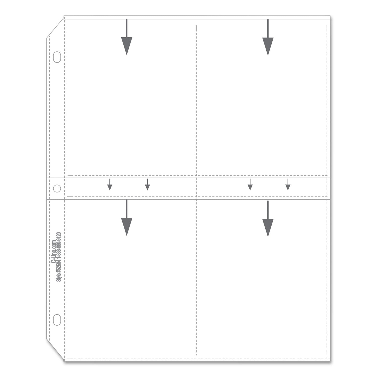 C-Line Clear Photo Pages for Eight 3.5 x 5 Photos, 3-Hole Punched, 11.25 x 8.13, 50/Box (52584)