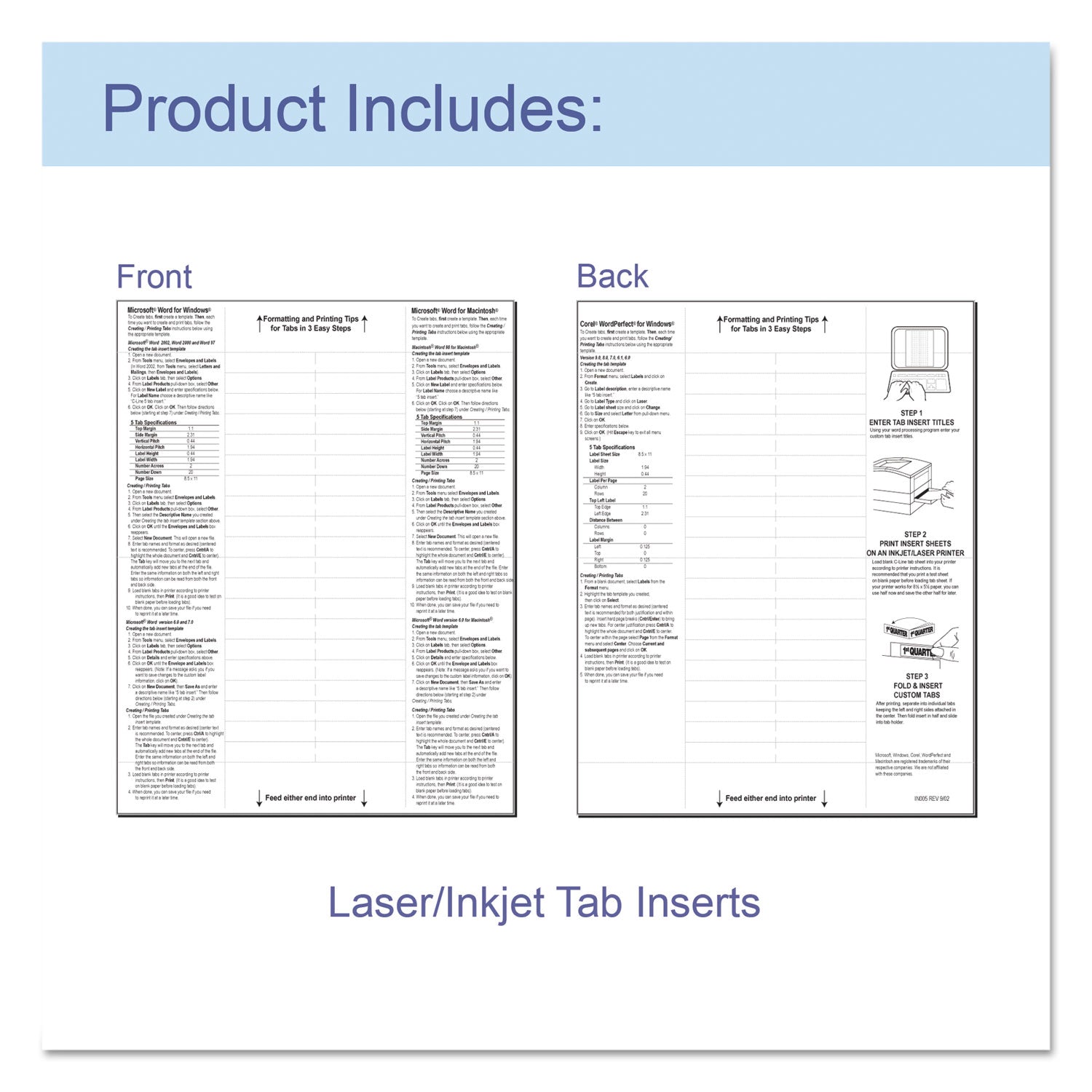 C-Line Sheet Protectors with Index Tabs, Assorted Color Tabs, 2", 11 x 8.5, 5/Set (05550)