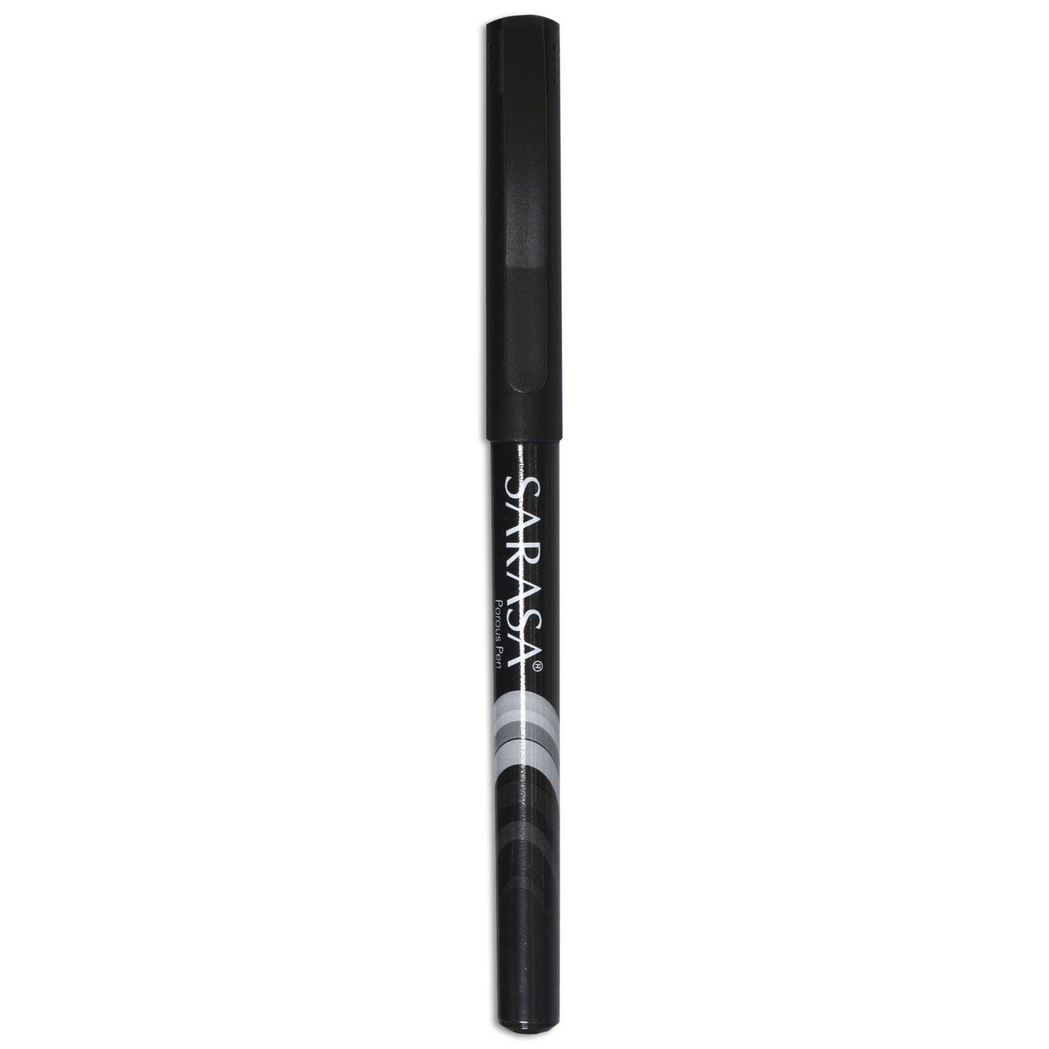 Zebra Sarasa Porous Point Pen, Stick, Fine 0.8 mm, Black Ink, Black Barrel, 12/Pack (66110)