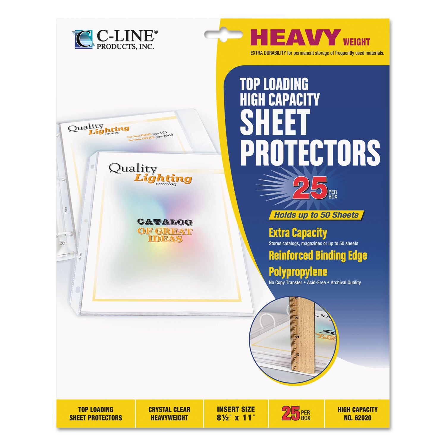 C-Line High Capacity Polypropylene Sheet Protectors, Clear, 50", 11 x 8.5, 25/BX (62020)