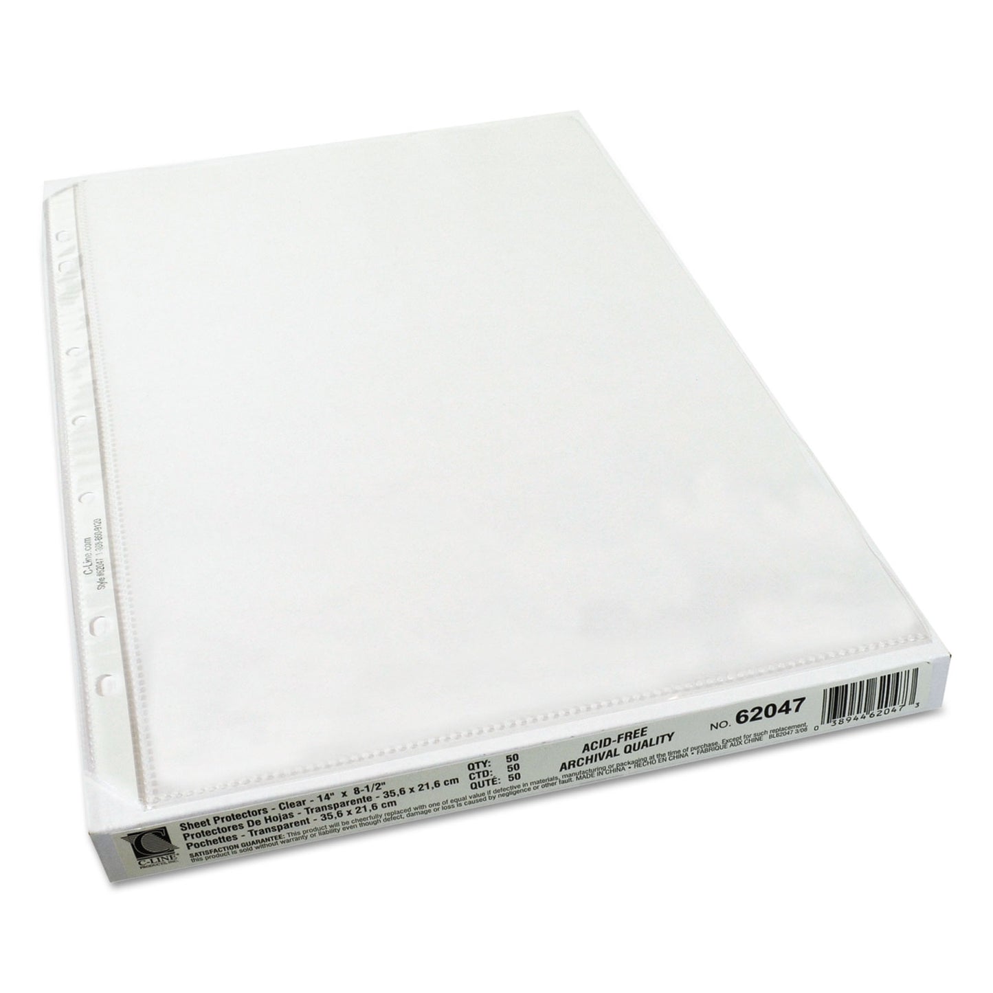 C-Line Heavyweight Poly Sheet Protectors, Clear, 2", 14 x 8.5, 50/Box (62047)