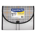 C-Line Plaid Design Expanding Files, 1.5" Expansion, 13 Sections, Cord/Hook Closure, 1/6-Cut Tabs, Letter Size, Gray Plaid (58312)