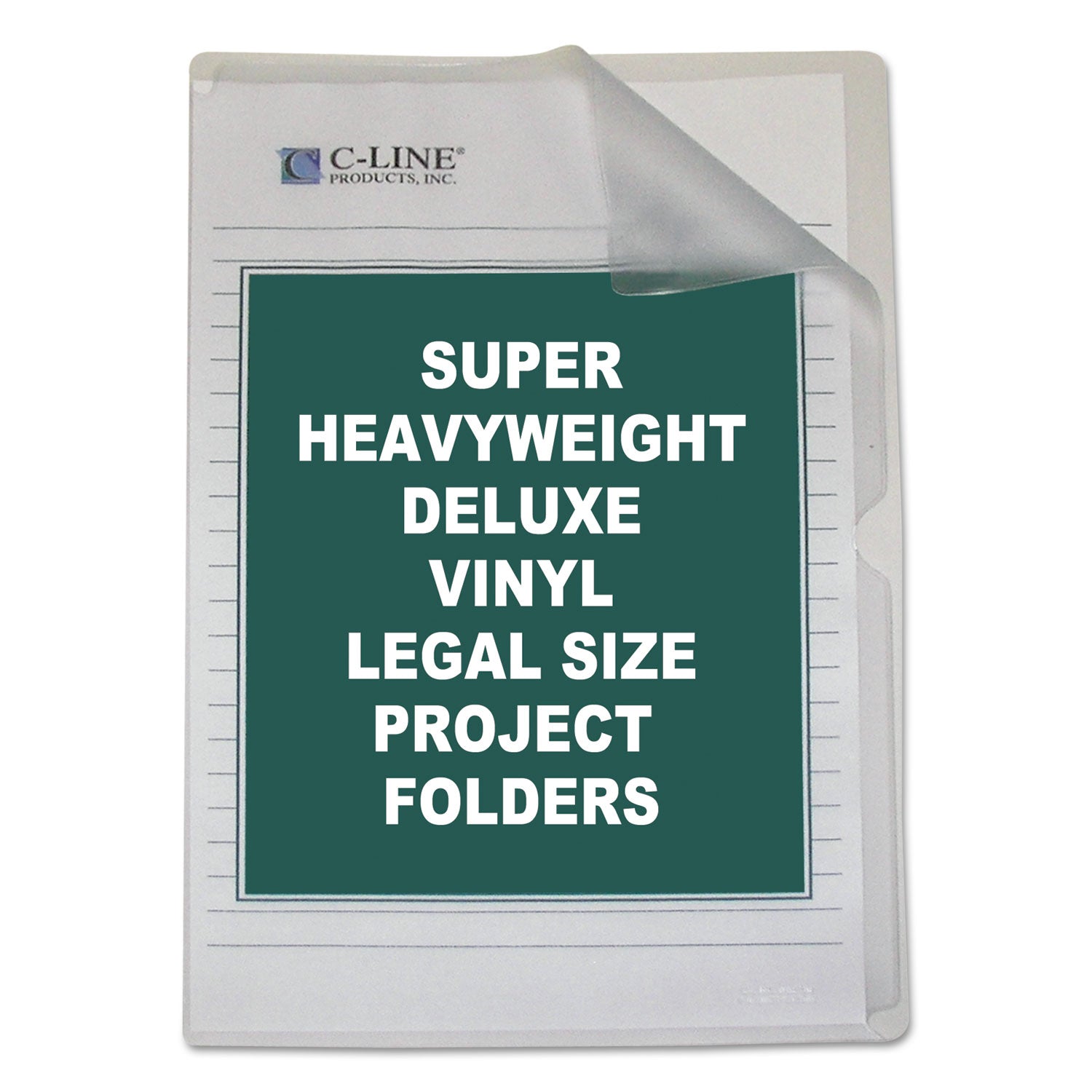 C-Line Deluxe Vinyl Project Folders, Legal Size, Clear, 50/Box (62139)