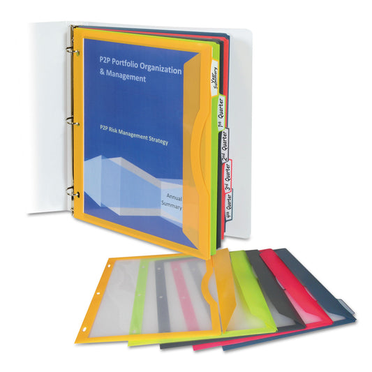 C-Line Binder Pocket With Write-On Index Tabs, 9.88 x 11.38, Assorted, 5/Set (06650)