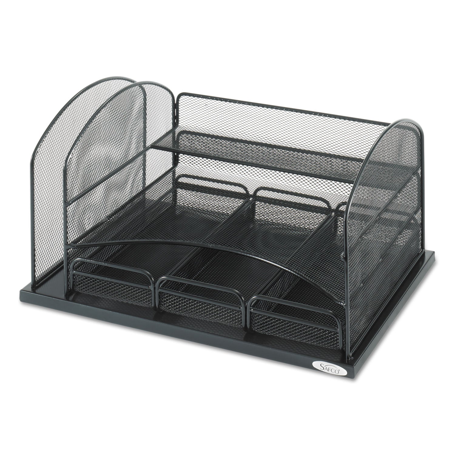 Safco Onyx Organizer with 3 Drawers, 6 Compartments, Steel, 16 x 11.5 x 8.25, Black (3252BL)