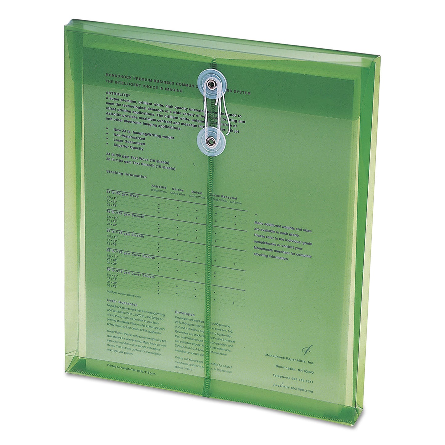 Smead Poly String and Button Interoffice Envelopes, Open-End (Vertical), 9.75 x 11.63, Transparent Green, 5/Pack (89543)