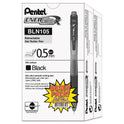 Pentel EnerGel-X Gel Pen, Retractable, Fine 0.5 mm Needle Tip, Black Ink, Clear/Black Barrel, 24/Pack (BLN105ASW2)