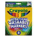 Crayola Ultra-Clean Washable Markers, Broad Bullet Tip, Assorted Colors, 8/Pack (587808)