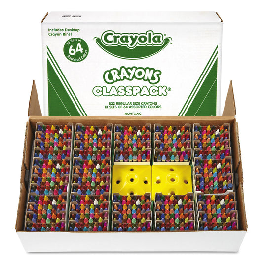 Crayola Classpack Regular Crayons, Assorted, 13 Caddies, 832/Box (528019)