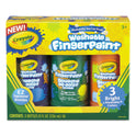 Crayola Washable Fingerpaint Pack, 3 Assorted Bright Colors, 8 oz Tube, 3/Box (551311)