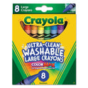 Crayola Ultra-Clean Washable Crayons, Large, 8 Colors/Box (523280)