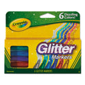 Crayola Glitter Markers, Medium Bullet Tip, Assorted Colors, 6/Set (588629)