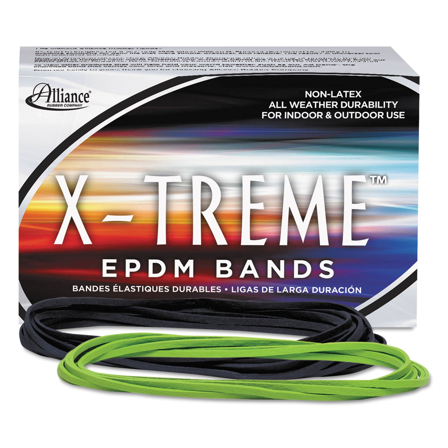 Alliance X-Treme Rubber Bands, Size 117B, 0.08" Gauge, Lime Green, 1 lb Box, 200/Box (02005)