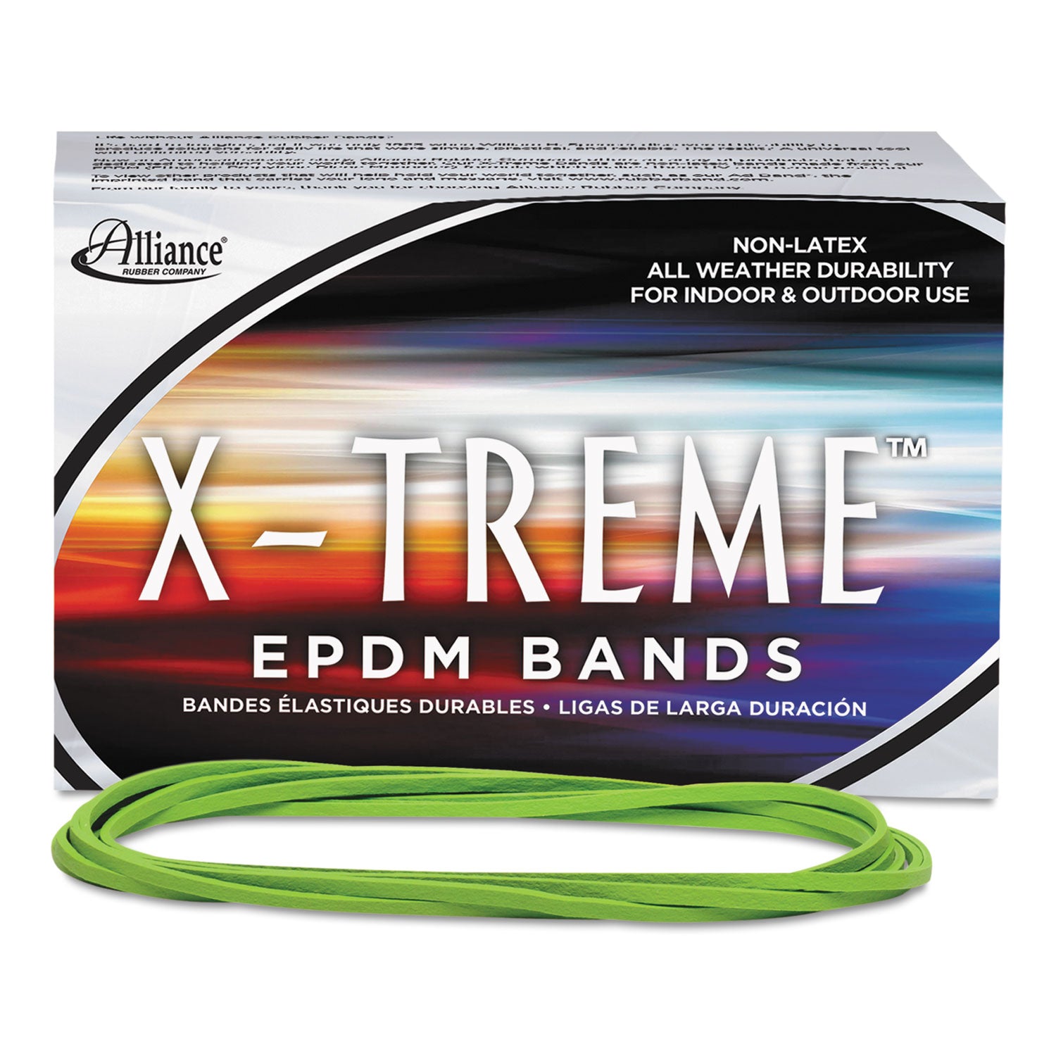 Alliance X-Treme Rubber Bands, Size 117B, 0.08" Gauge, Lime Green, 1 lb Box, 200/Box (02005)