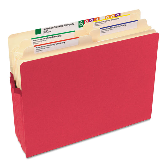 Smead Colored File Pockets, 5.25" Expansion, Letter Size, Red (73241)