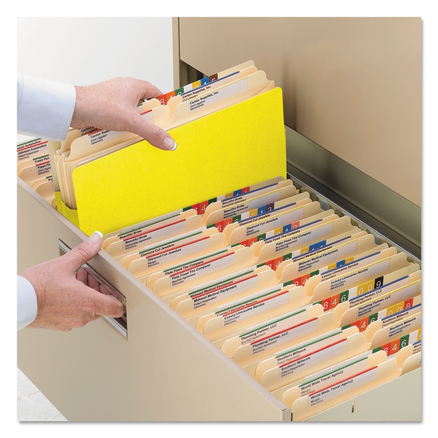 Smead Colored File Pockets, 5.25" Expansion, Letter Size, Yellow (73243)