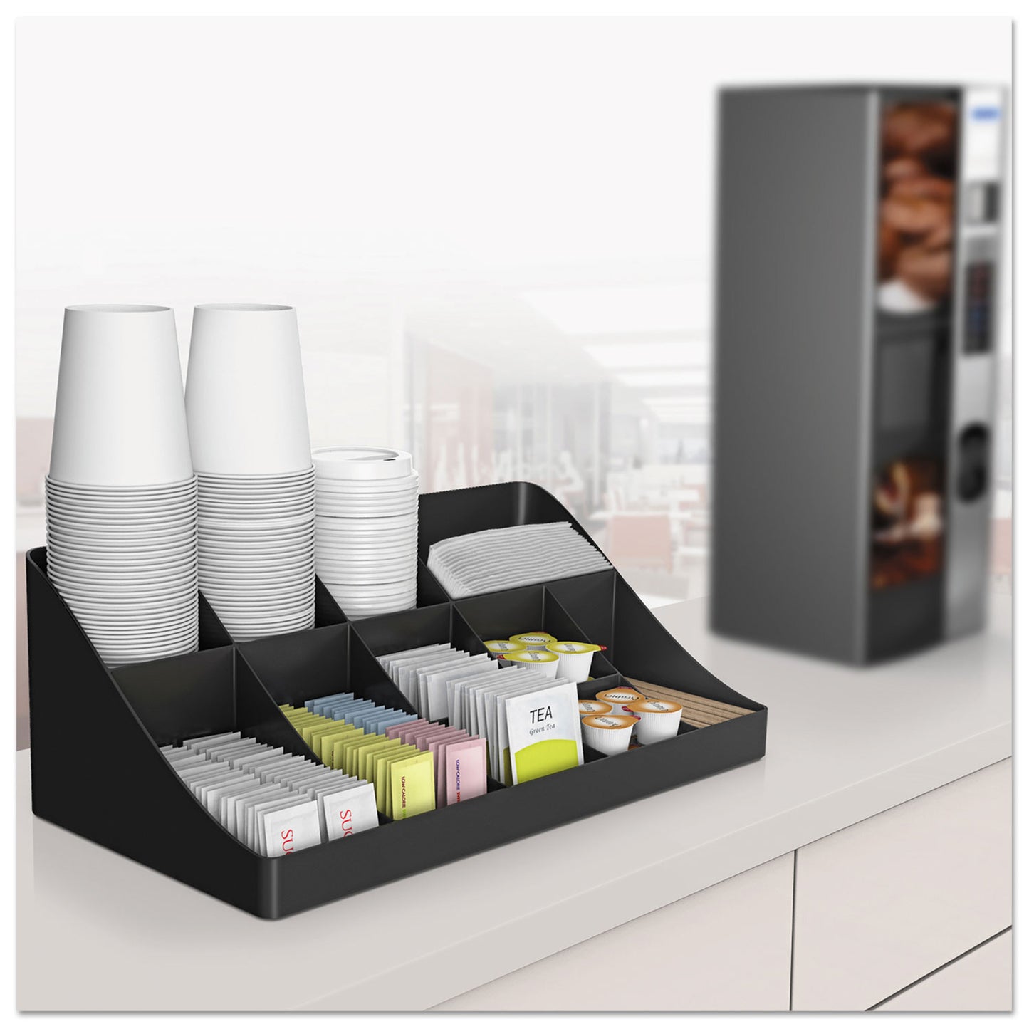 Mind Reader 11-Compartment Coffee Condiment Organizer, 18.25 x 6.63 x 9.78, Black (COMORGBLK)