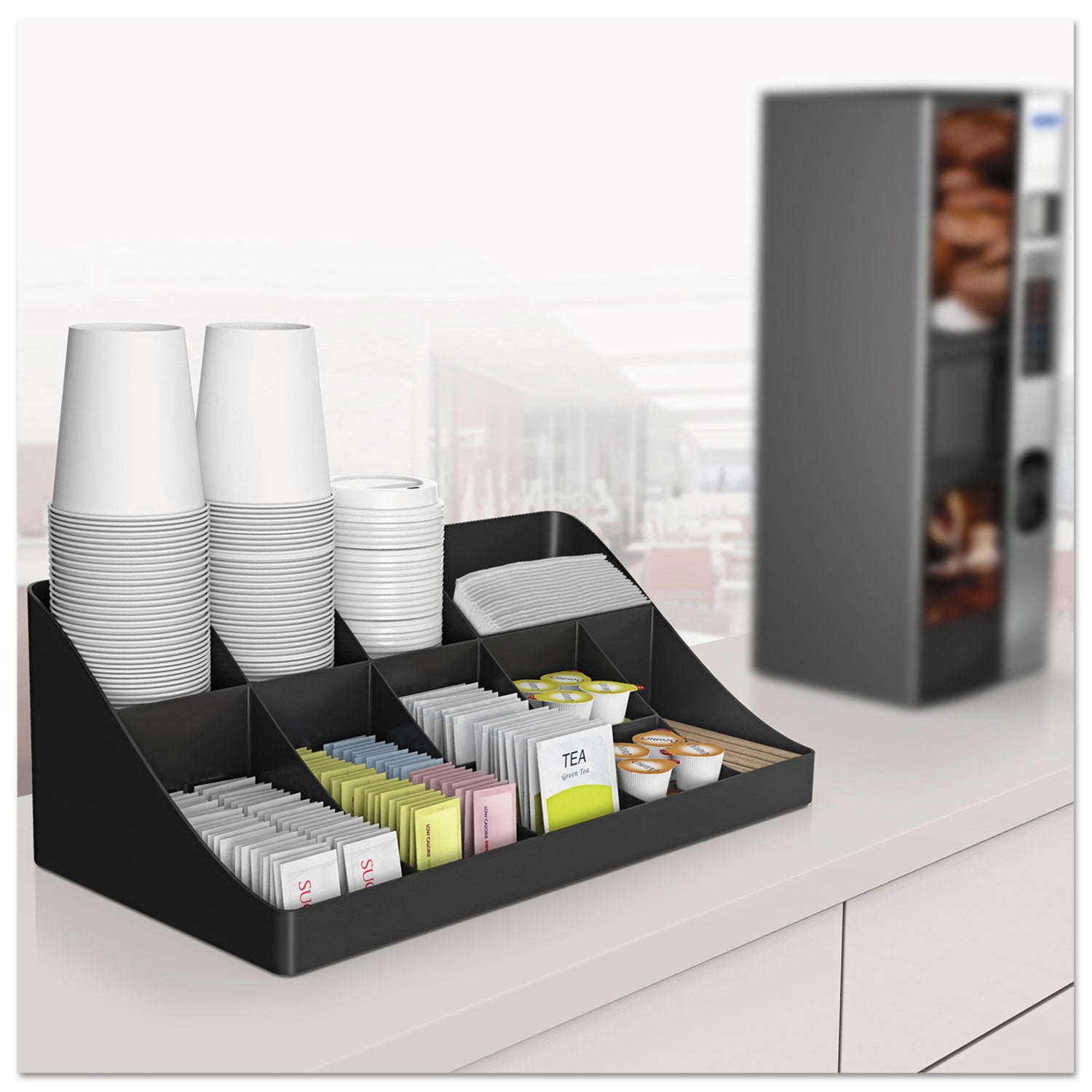 Mind Reader 11-Compartment Coffee Condiment Organizer, 18.25 x 6.63 x 9.78, Black (COMORGBLK)