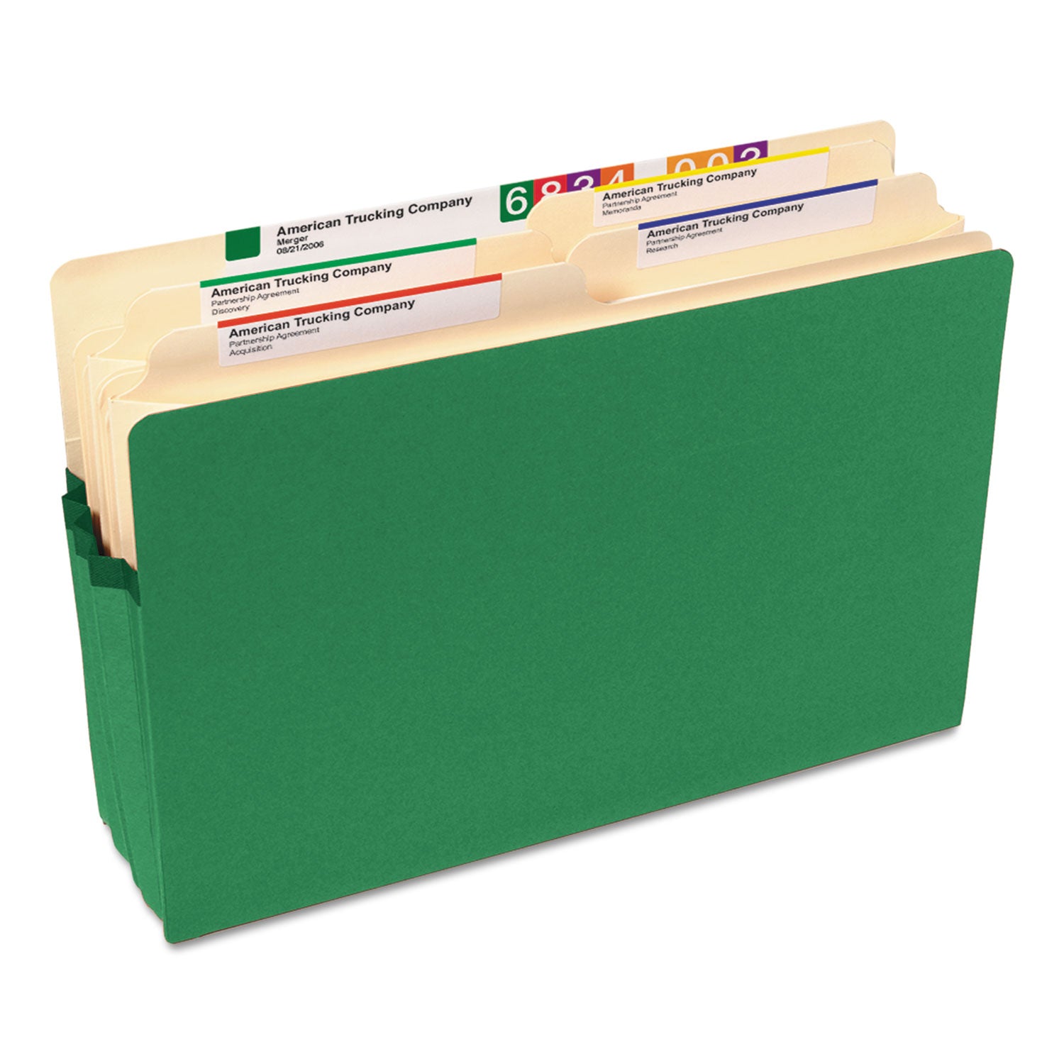 Smead Colored File Pockets, 3.5" Expansion, Legal Size, Green (74226)