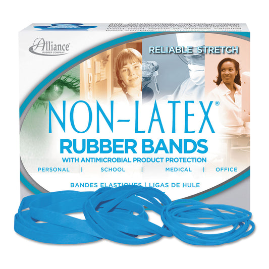 Alliance Antimicrobial Non-Latex Rubber Bands, Size 64, 0.04" Gauge, Cyan Blue, 4 oz Box, 95/Box (42649)