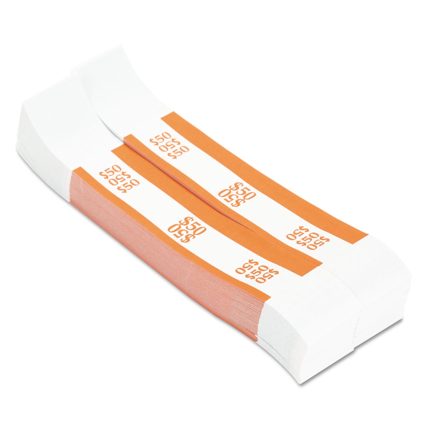 PAP-R Products Currency Straps, Orange, $50 in Dollar Bills, 1000 Bands/Pack (400050)