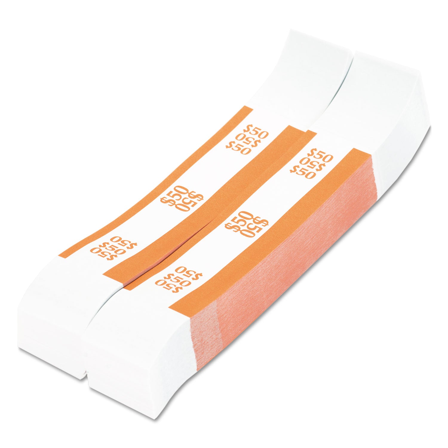 PAP-R Products Currency Straps, Orange, $50 in Dollar Bills, 1000 Bands/Pack (400050)