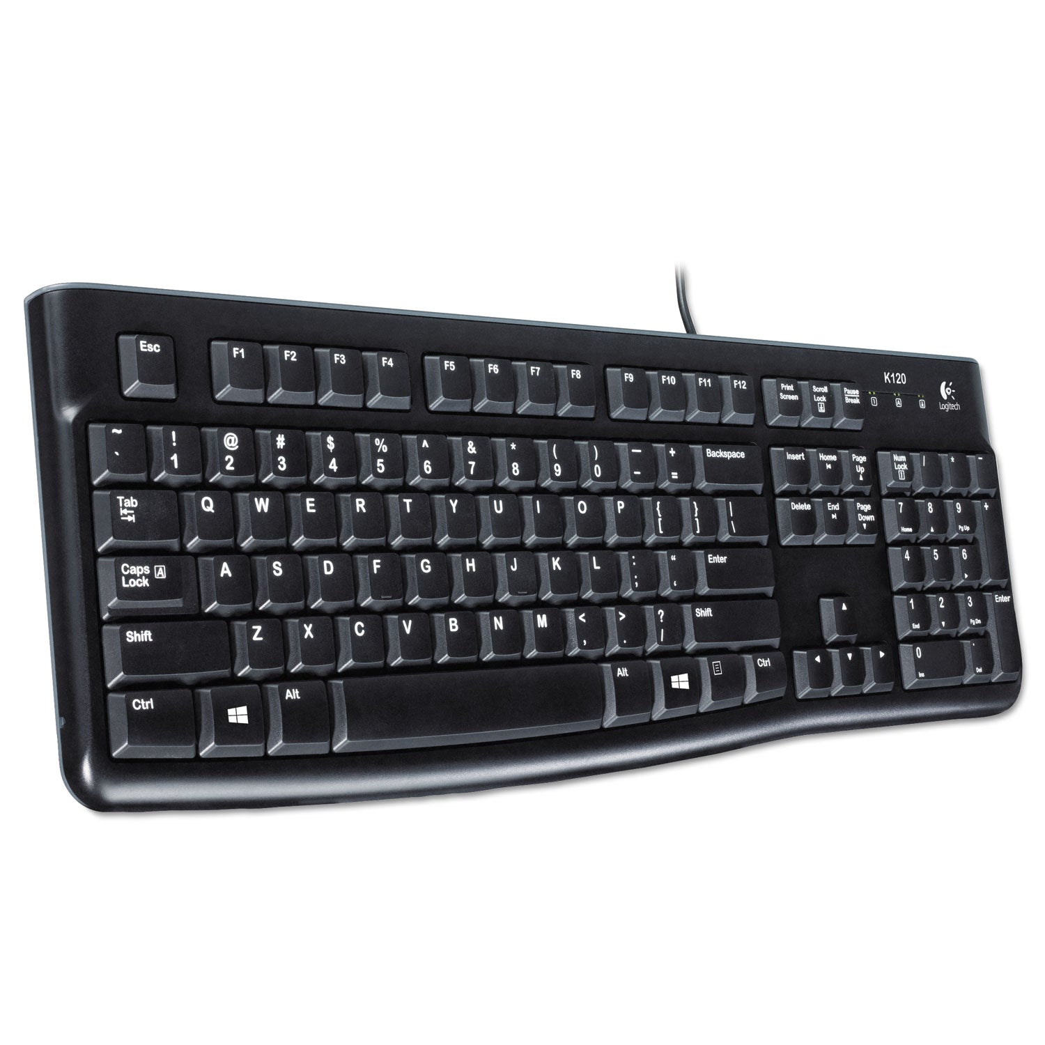 Logitech K120 Ergonomic Desktop Wired Keyboard, USB, Black (920002478)