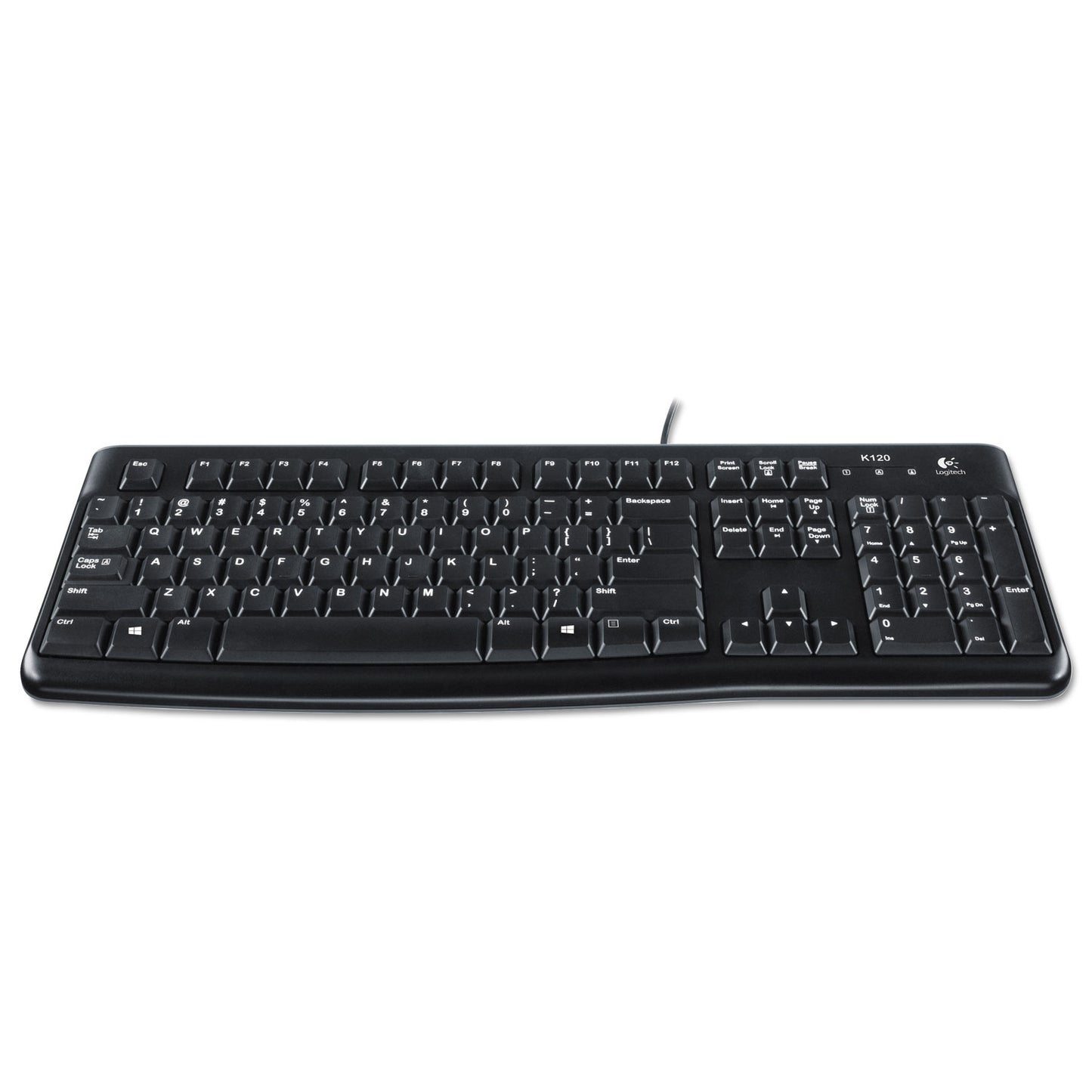 Logitech K120 Ergonomic Desktop Wired Keyboard, USB, Black (920002478)