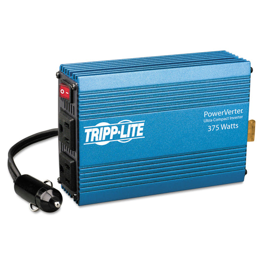 Tripp Lite PowerVerter Ultra-Compact Car Inverter, 375 W, 12 V Input/120 V Output, 2 AC Outlets (PV375)