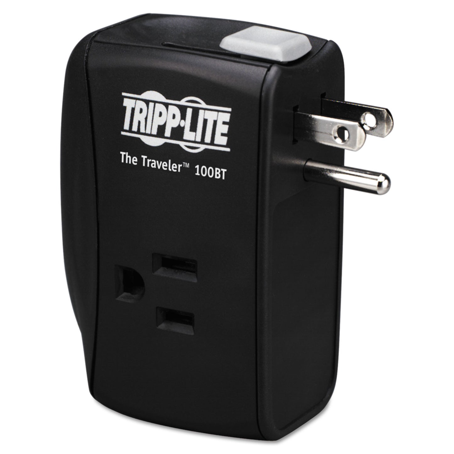 Tripp Lite Protect It! Portable Surge Protector, 2 AC Outlets, 1,050 J, Black (TRAVLER100BT)