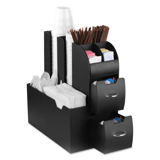 Mind Reader Coffee Condiment Caddy Organizer, 10 Compartments, 5.4 x 11 x 12.6, Black (CAD01BLK)