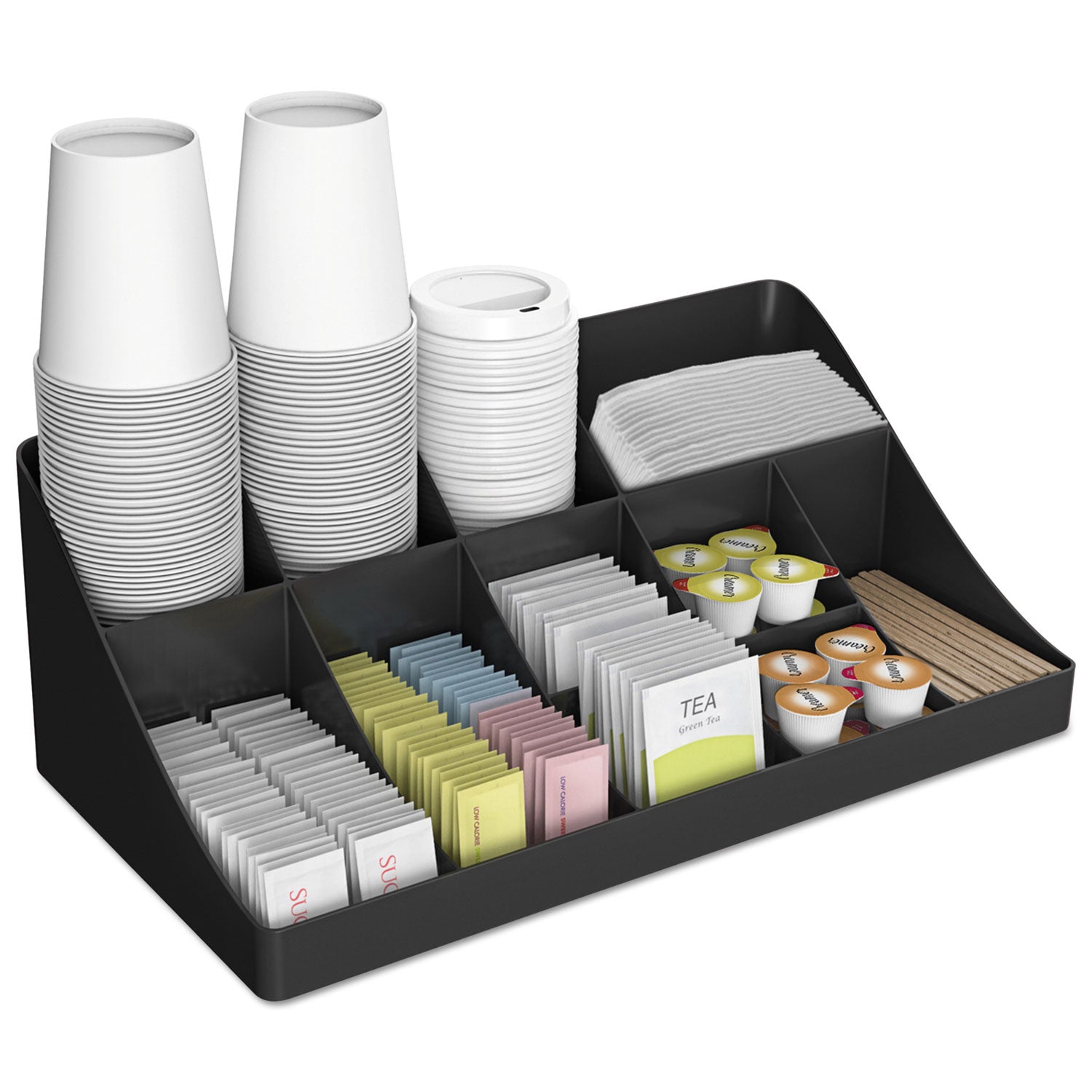 Mind Reader 11-Compartment Coffee Condiment Organizer, 18.25 x 6.63 x 9.78, Black (COMORGBLK)