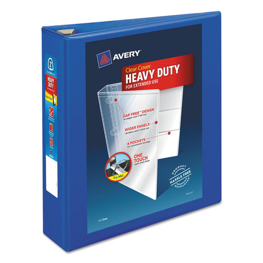 Avery Heavy-Duty View Binder with DuraHinge and One Touch EZD Rings, 3 Rings, 2" Capacity, 11 x 8.5, Pacific Blue (79778)