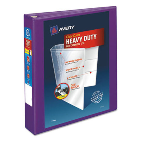 Heavy-Duty View Binder with DuraHinge and One Touch EZD Rings, 3 Rings, 1.5" Capacity, 11 x 8.5, Purple