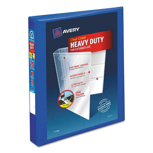 Avery Heavy-Duty View Binder with DuraHinge and One Touch EZD Rings, 3 Rings, 1" Capacity, 11 x 8.5, Pacific Blue (79772)