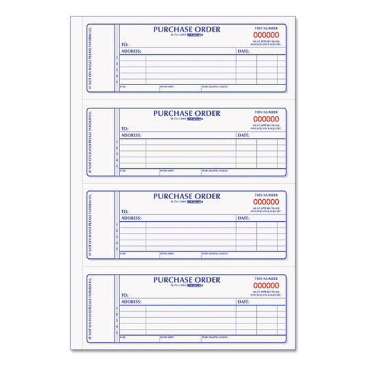 Rediform Purchase Order Book, 5 Lines, Two-Part Carbonless, 7 x 2.75, 4 Forms/Sheet, 400 Forms Total (1L176)