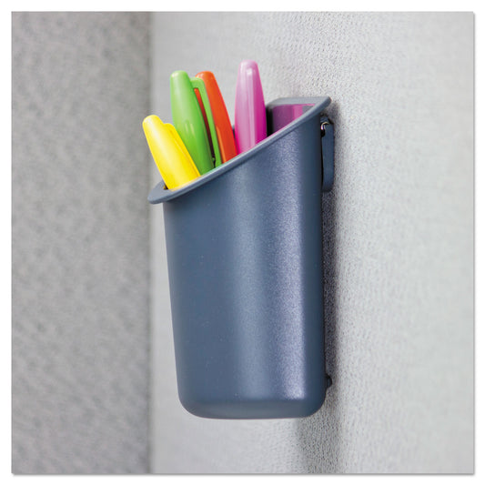 Universal Recycled Plastic Cubicle Pencil Cup, 4.25 x 2.5 x 5, Wall Mount, Charcoal (08193)