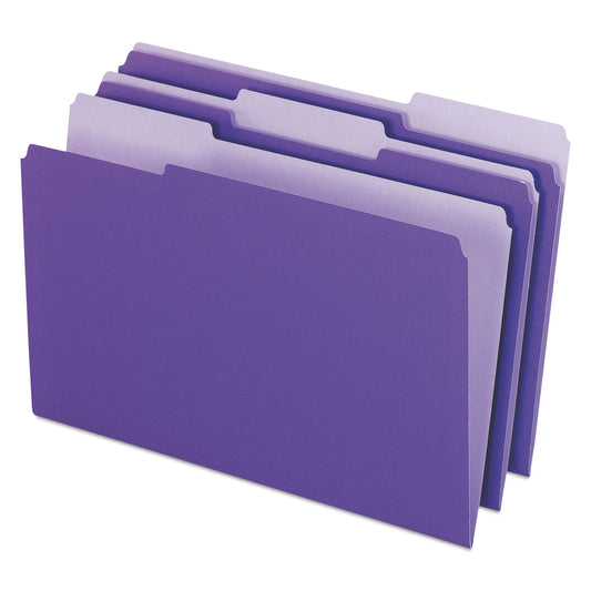 Pendaflex Interior File Folders, 1/3-Cut Tabs: Assorted, Legal Size, Violet, 100/Box (435013VIO)