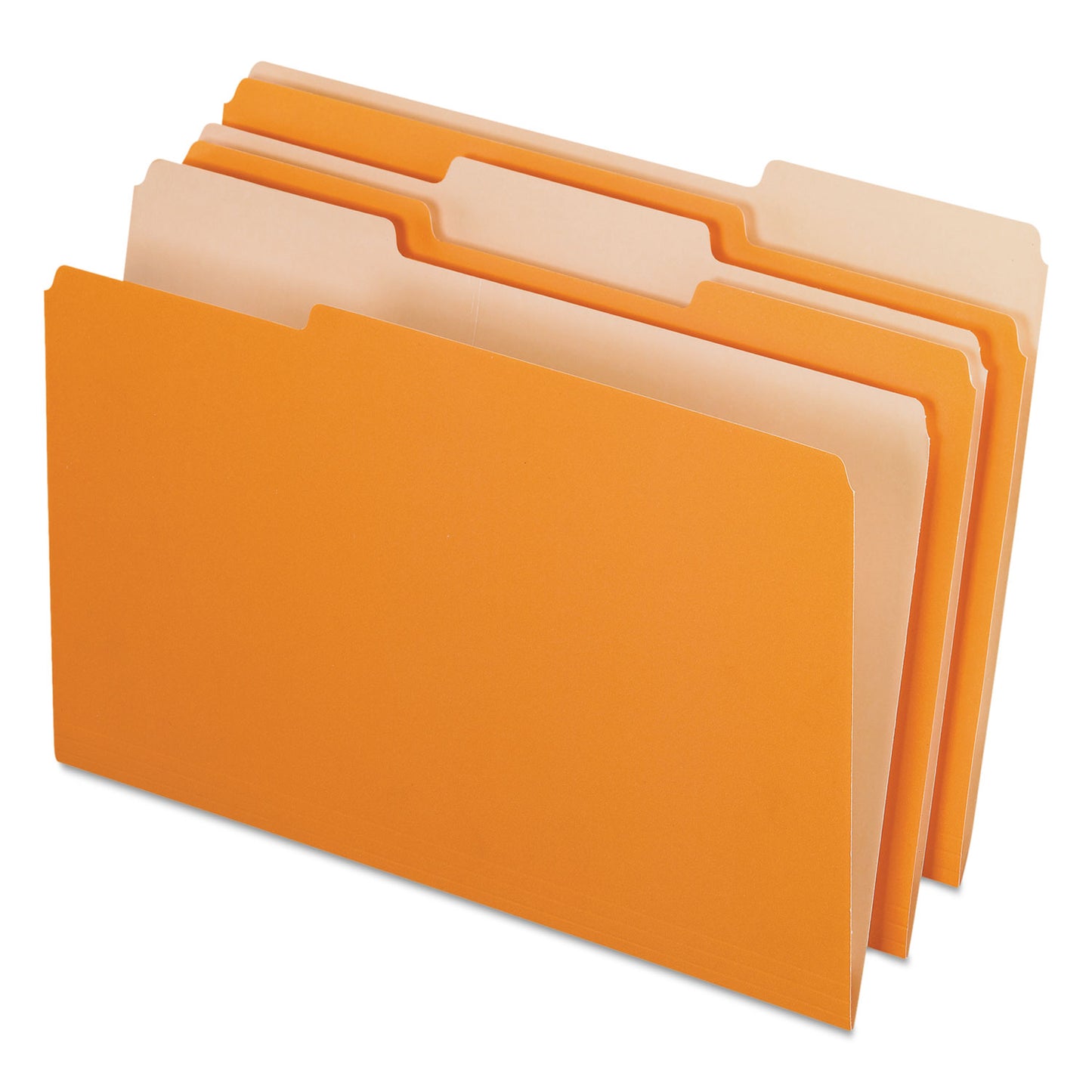 Pendaflex Interior File Folders, 1/3-Cut Tabs: Assorted, Legal Size, Orange, 100/Box (435013ORA)