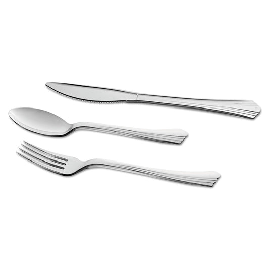 WNA Reflections Heavyweight Plastic Utensils, Fork, Silver, 7", 40/pack (REF320FKPK)