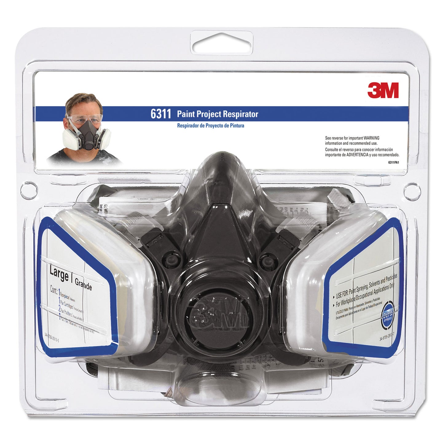 3M Half Facepiece Paint Spray/Pesticide Respirator, Large (6311PA1A)