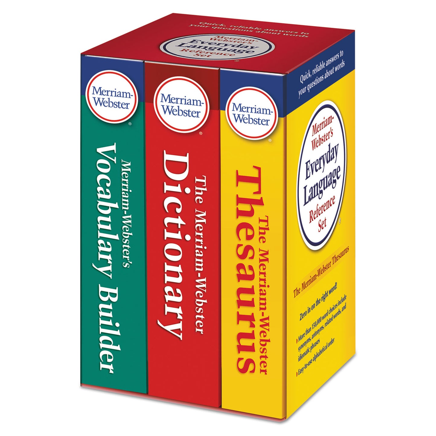 Merriam Webster Everyday Language Reference Set, Dictionary, Thesaurus, Vocabulary Builder (3328)