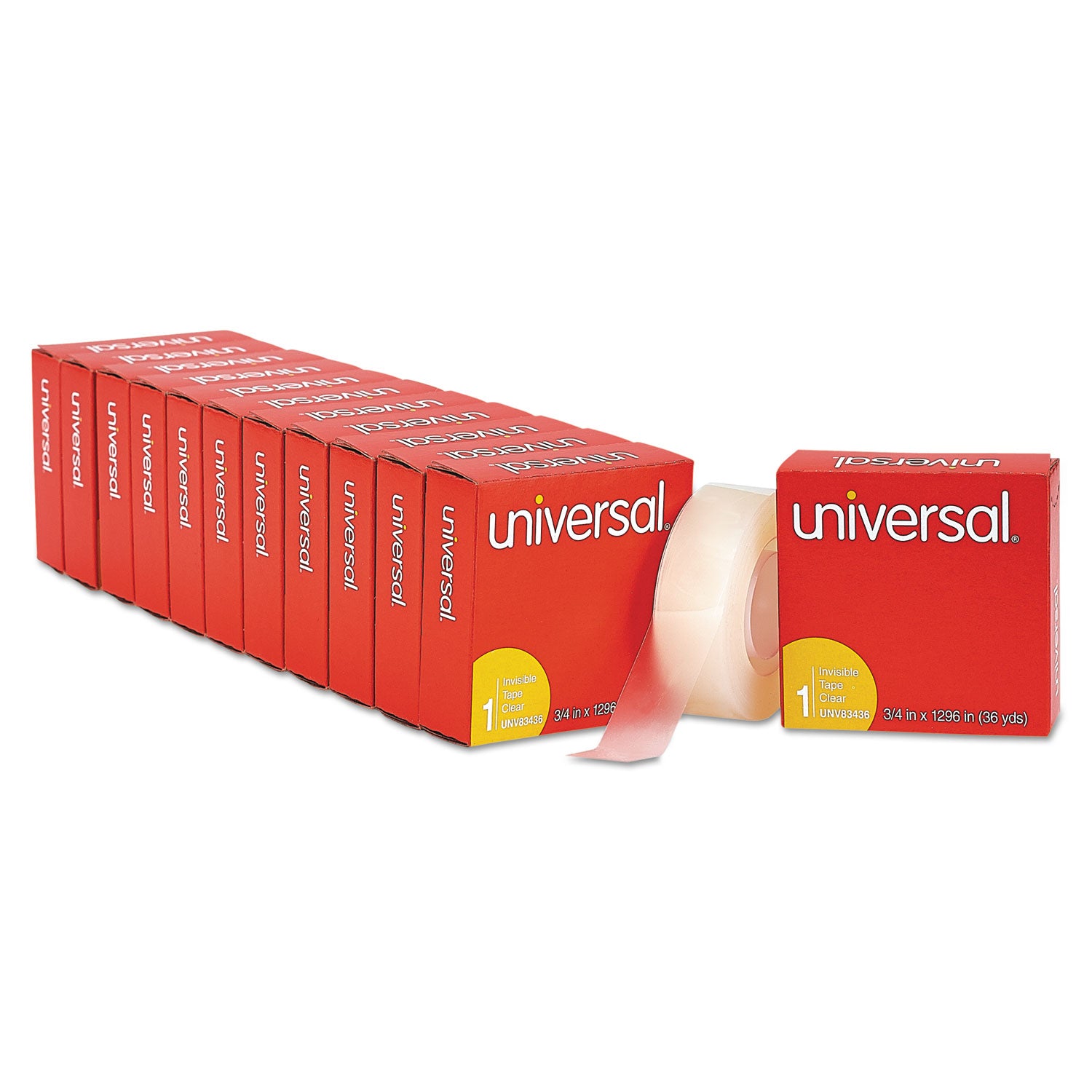 Universal Invisible Tape, 1" Core, 0.75" x 36 yds, Clear, 12/Pack (83436VP)