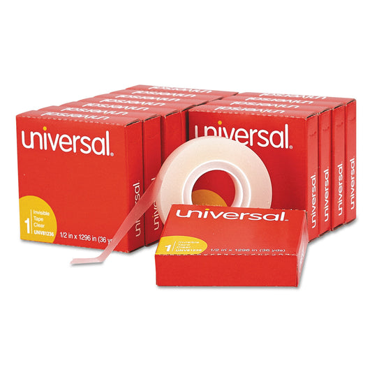 Universal Invisible Tape, 1" Core, 0.5" x 36 yds, Clear, 12/Pack (81236VP)