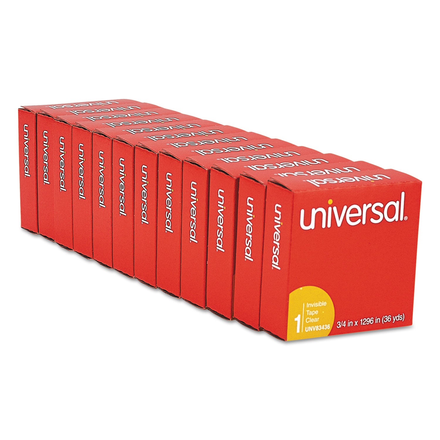 Universal Invisible Tape, 1" Core, 0.75" x 36 yds, Clear, 12/Pack (83436VP)