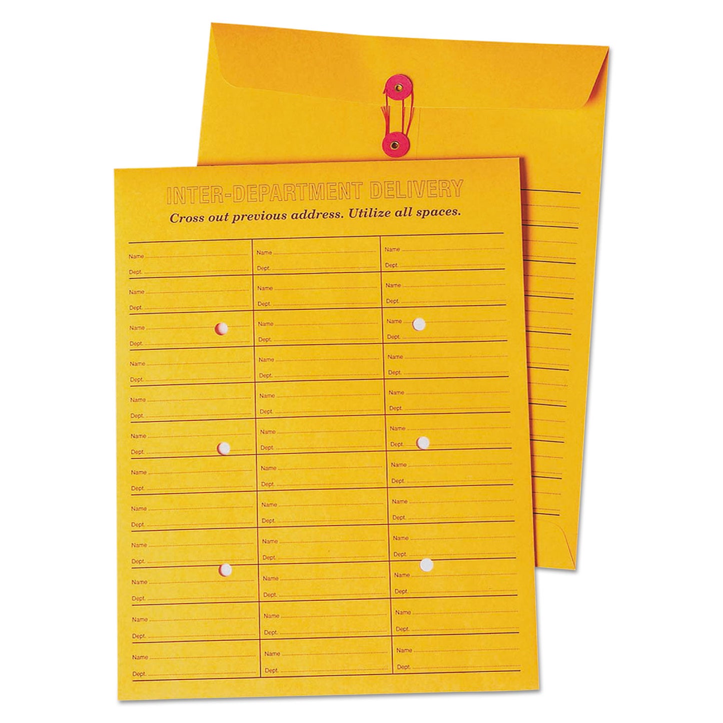Quality Park Brown Kraft String/Button Box-Style Interoffice Envelope, #97, Two-Sided Three-Column Format, 10 x 13, Brown Kraft, 100/Box (63562)