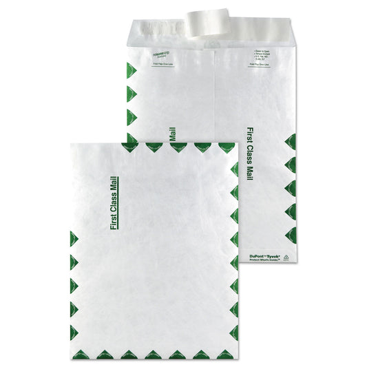Survivor Lightweight 14 lb Tyvek Catalog Mailers, First Class, #10 1/2, Commercial Flap, Redi-Strip Closure, 9 x 12, White, 100/Box (R1470)