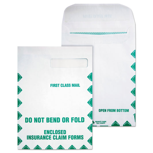 Quality Park Redi-Seal Insurance Claim Form Envelope, Cheese Blade Flap, Redi-Seal Adhesive Closure, 9 x 12.5, White, 100/Box (54692)